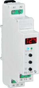 Реле контроля напряжения РН-12М 10…40В пост., 1…90мин, контроль величины напряжения в схемах автоматики систем с солнечными батареями, ток контактов исполнительного реле 8А, 2п, УХЛ4