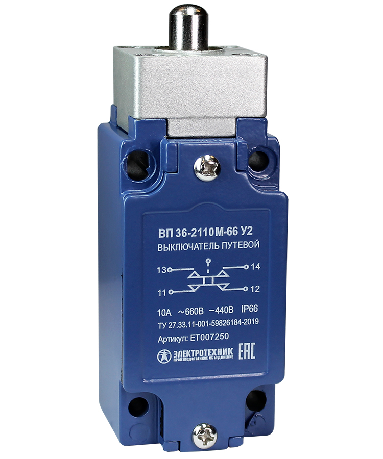 ВП 36-2110М-66 У2 (XCKJ161H29), толкатель, 1з+1р, безинерц., 30х60 мм, без сальника, 3А, IP66  (ЭТ)
