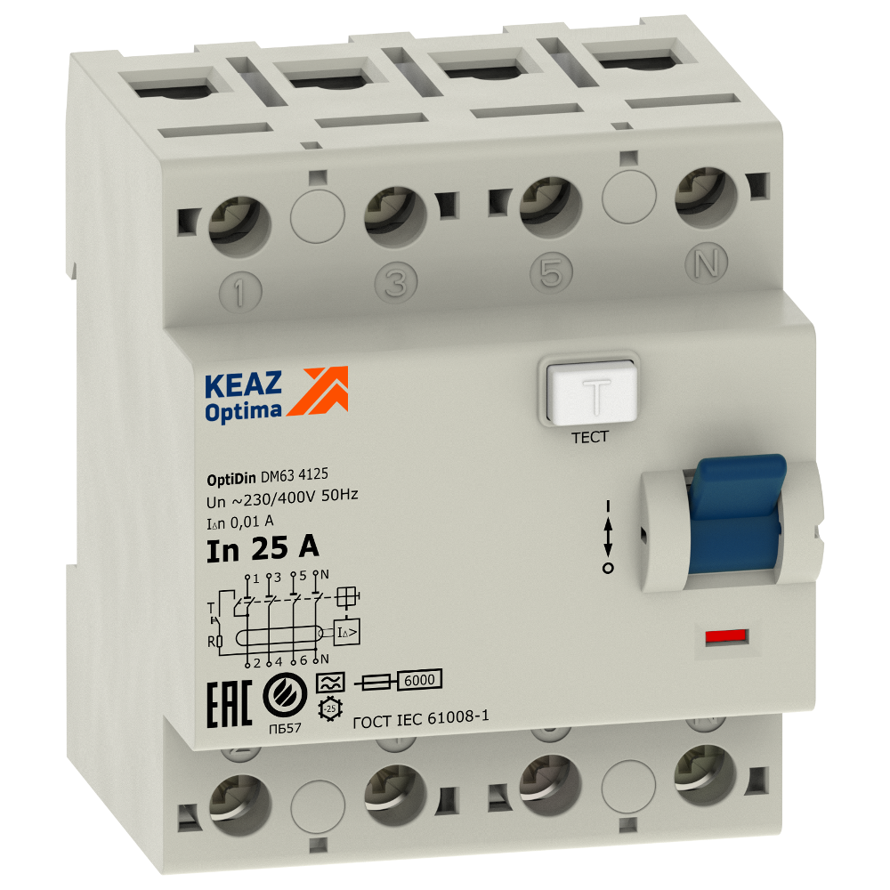 ВДТ без защиты от сверхтоков OptiDin DМ63-4463-AС-УХЛ4 (4P, 63, 300mA)