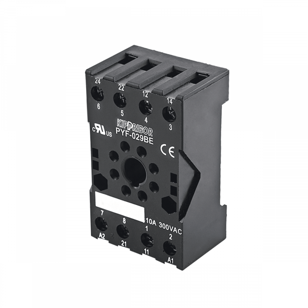 Монтажные колодки KIPPRIBOR PYF-029BE и PYF-039BE (для 2- и 3-контактных промежуточных реле серии RS)