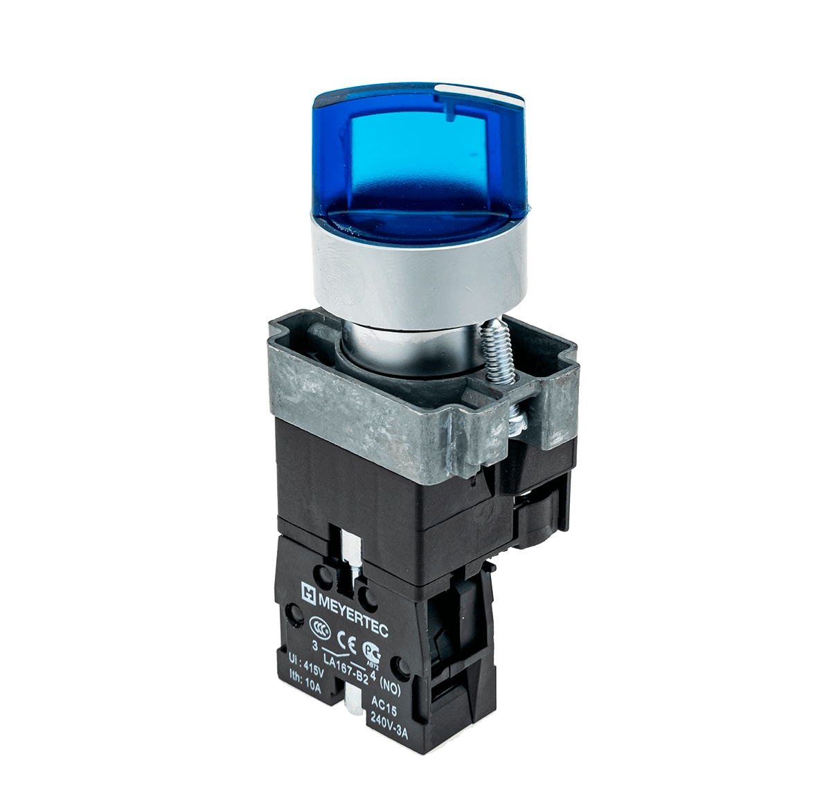 Переключатель с подсветкой, с фиксацией, 220V AC/DC, синий, 3 положения, 1NO