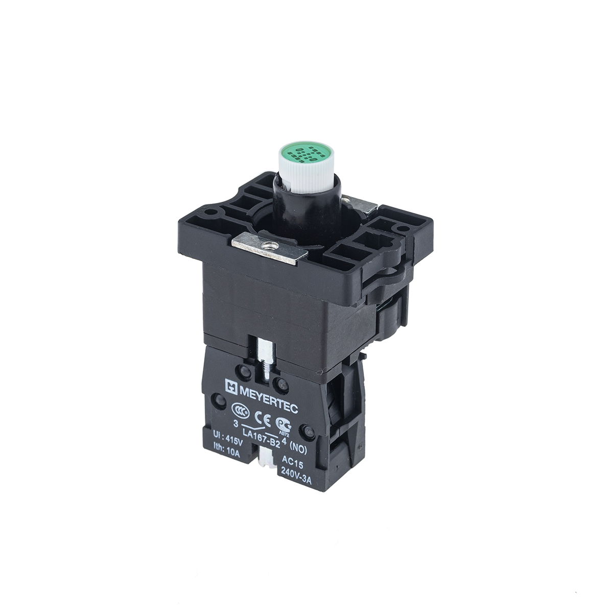 Основание с подсветкой 1NO зеленый 220V, пластик