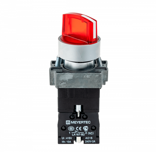 Переключатель с подсветкой, с фиксацией, 24V AC/DC, красный, 2 положения, 1NC