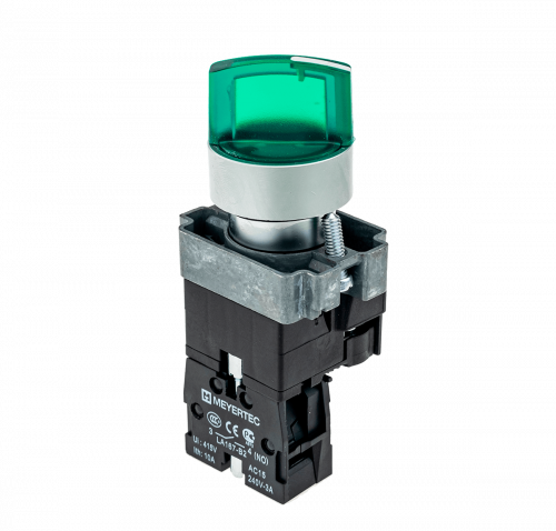 Переключатель с подсветкой, с фиксацией, 220V AC/DC, зеленый, 3 положения, 1NO