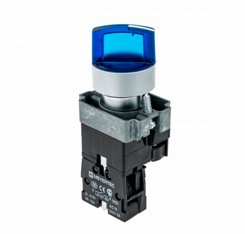 Переключатель с подсветкой, с фиксацией, 220V AC/DC, синий, 2 положения, 1NO