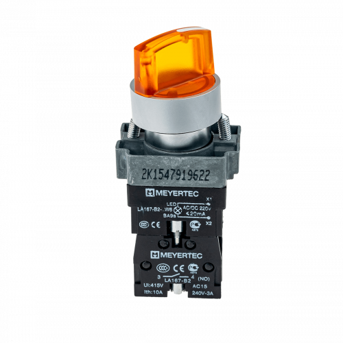Переключатель с подсветкой, с фиксацией, 24V AC/DC, желтый, 2 положения, 1NO