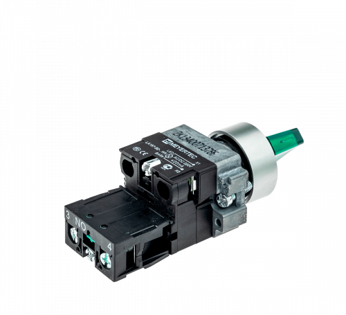Переключатель с подсветкой, с фиксацией, 220V AC/DC, зеленый, 3 положения, 1NO