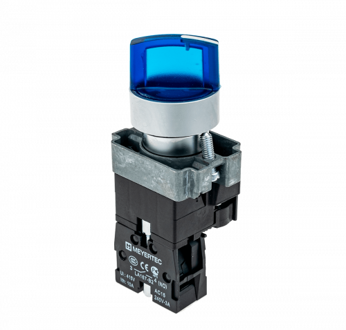 Переключатель с подсветкой, с фиксацией, 220V AC/DC, синий, 2 положения, 1NO