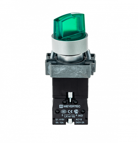 Переключатель с подсветкой, с фиксацией, 220V AC/DC, зеленый, 3 положения, 1NO